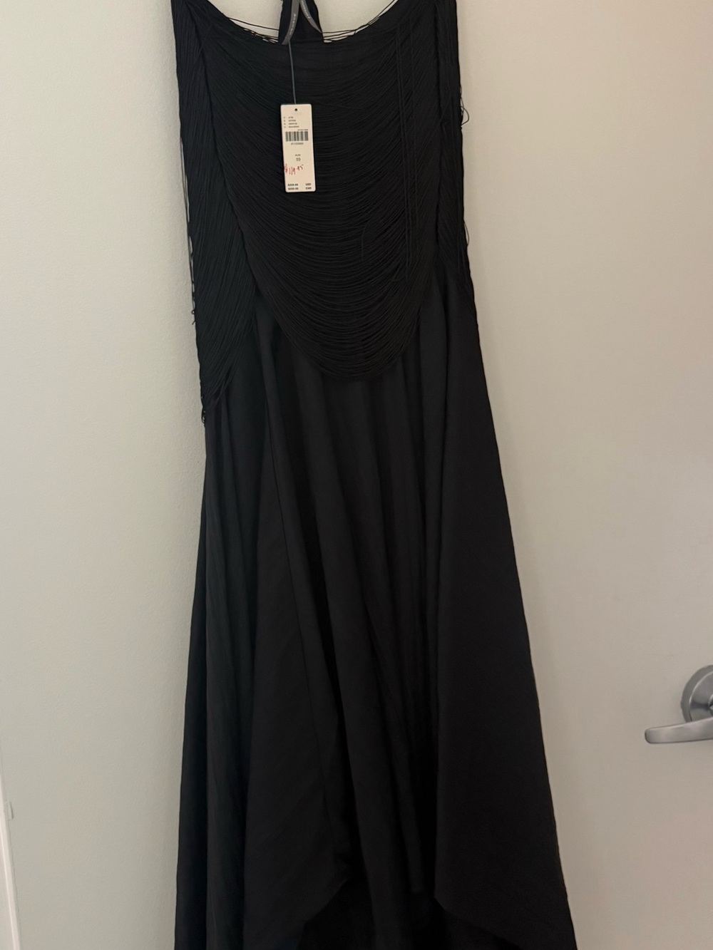 Anthropologie Black Maxi Dress with Draped Beaded Front